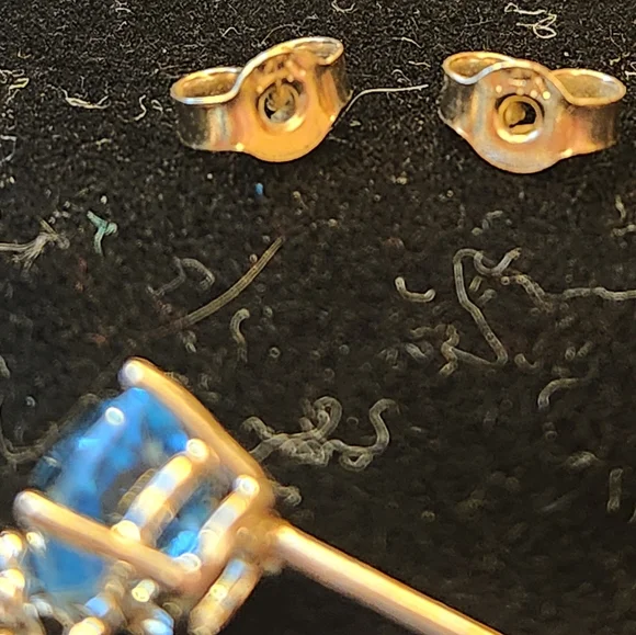 14K Vintage Briolette Blue and Orange Topaz AAA Quality 4 Grams - Picture 6 of 9